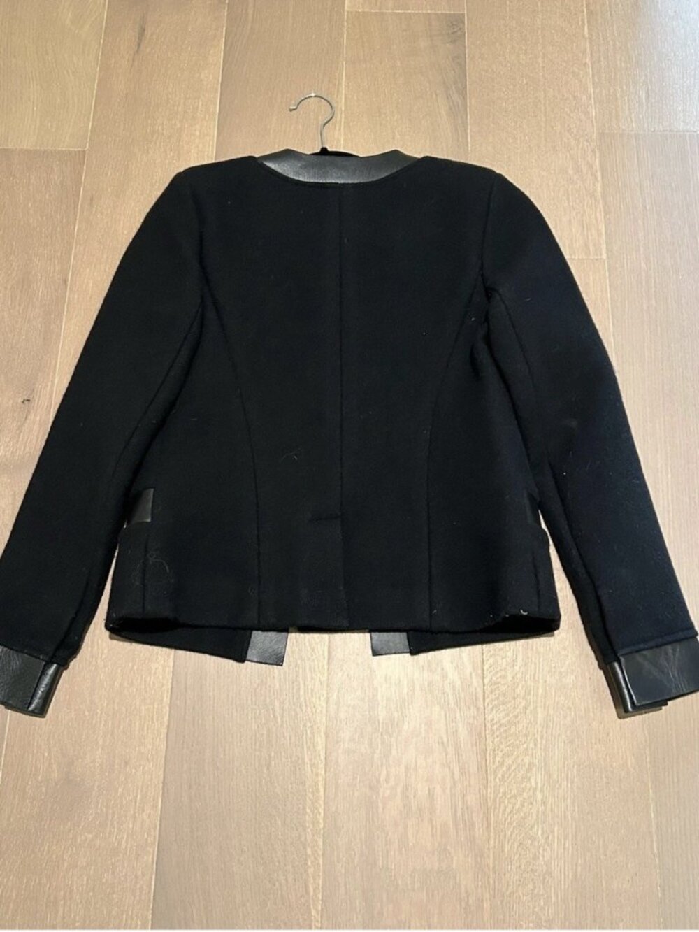 IRO Paris Wool Jacket with Leather Trim – Size 36 (US 4 / Small) Black Classic - Picture 3 of 4